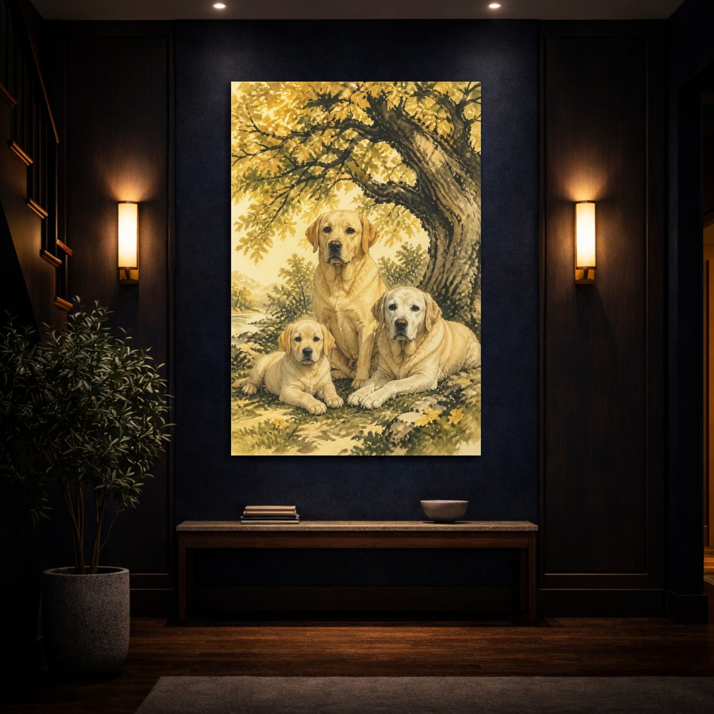 Mockup 4. Labrador Pets Trio shown as canvas print