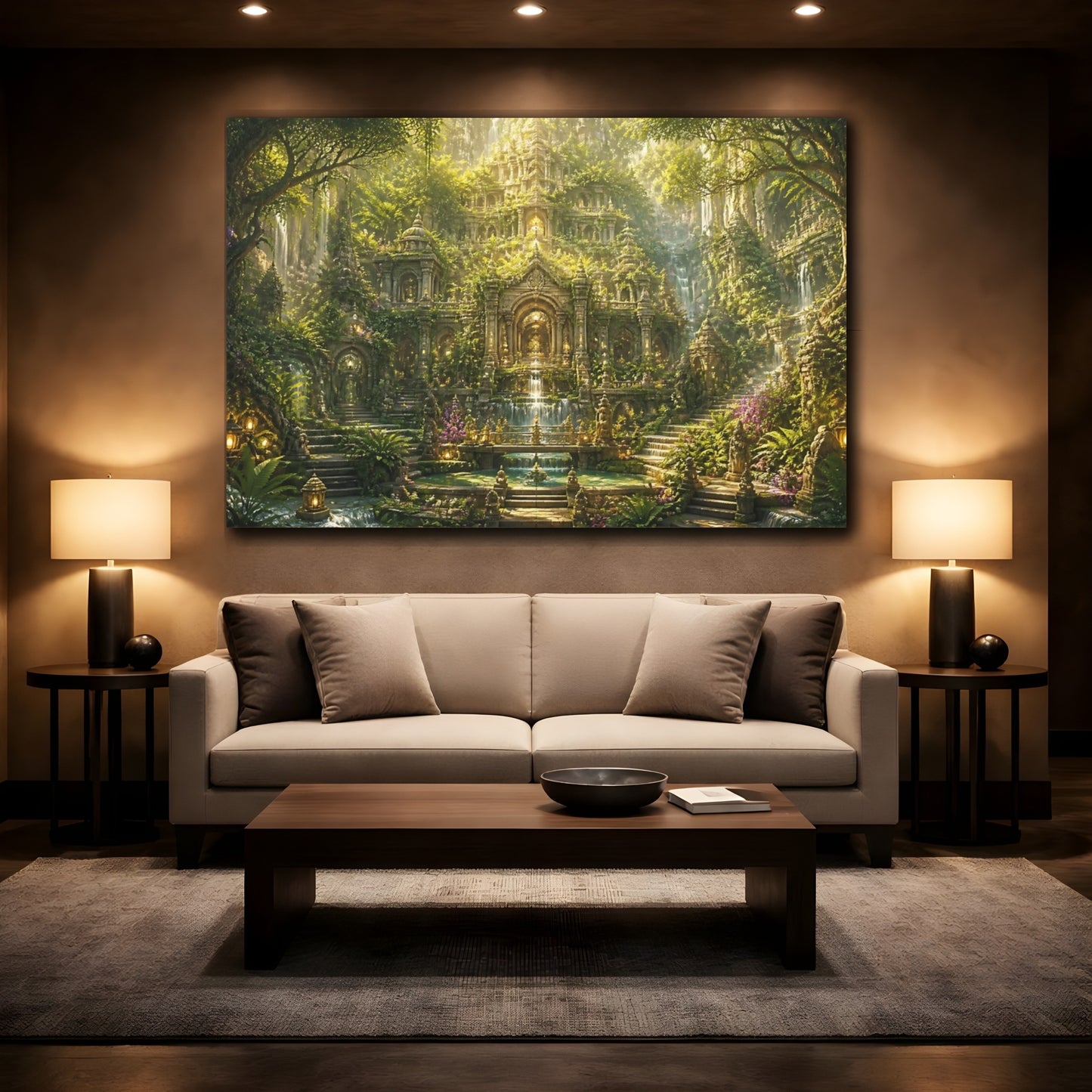 Mockup 2. Labyrinthine Jungle Temple shown as canvas print