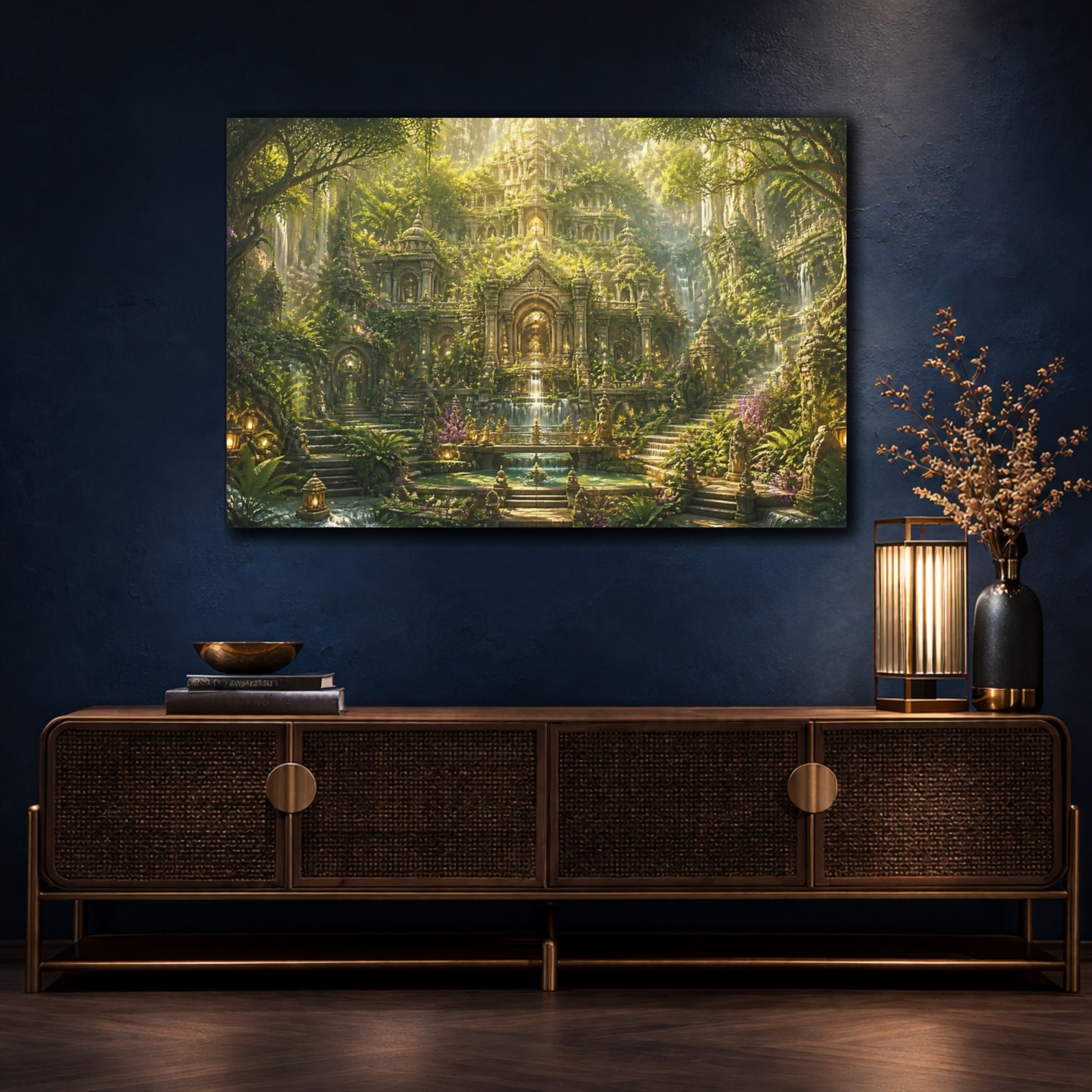 Mockup 4. Labyrinthine Jungle Temple shown as canvas print