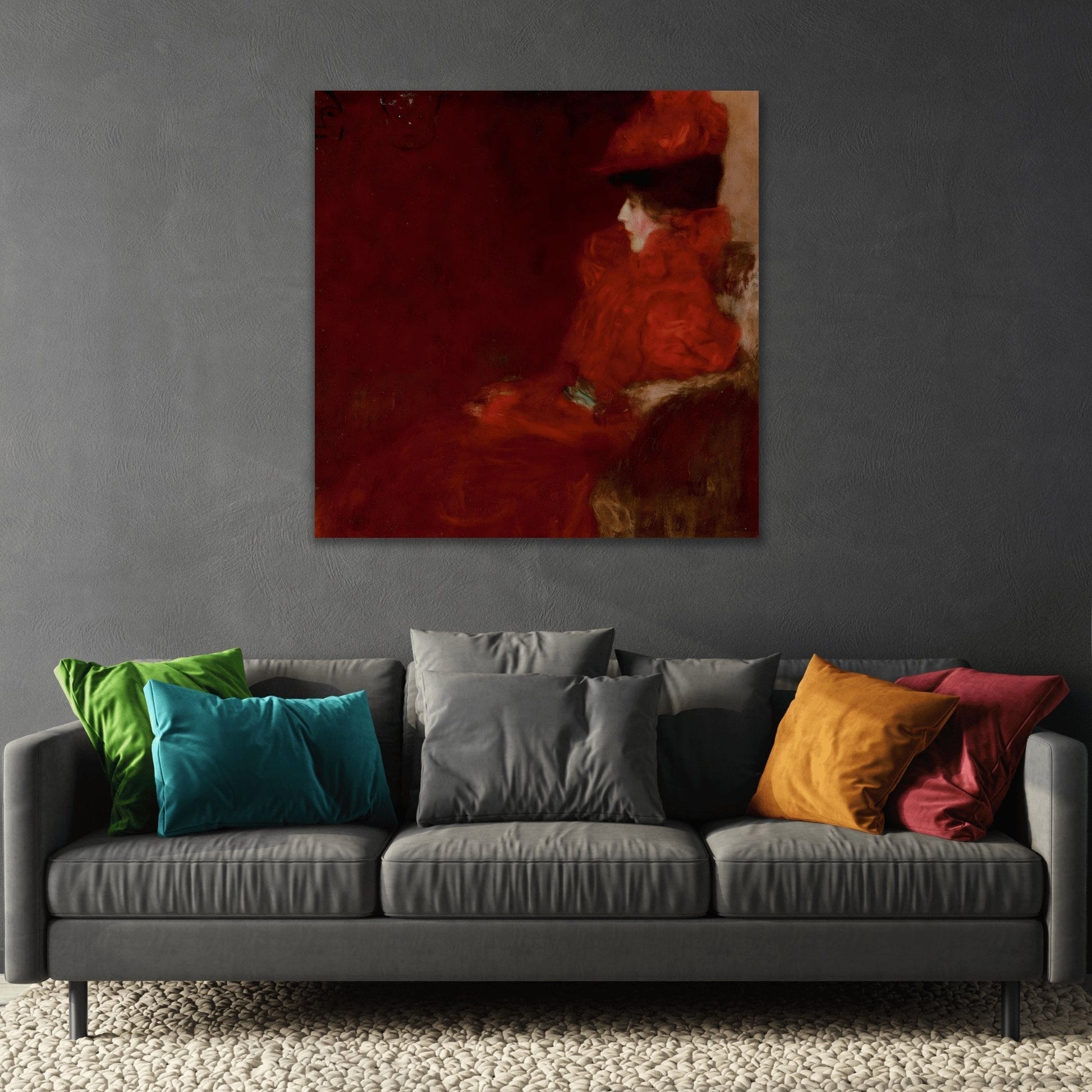 Lady in an Armchair Red Canvas Print - Wall Art Prints Reproduction