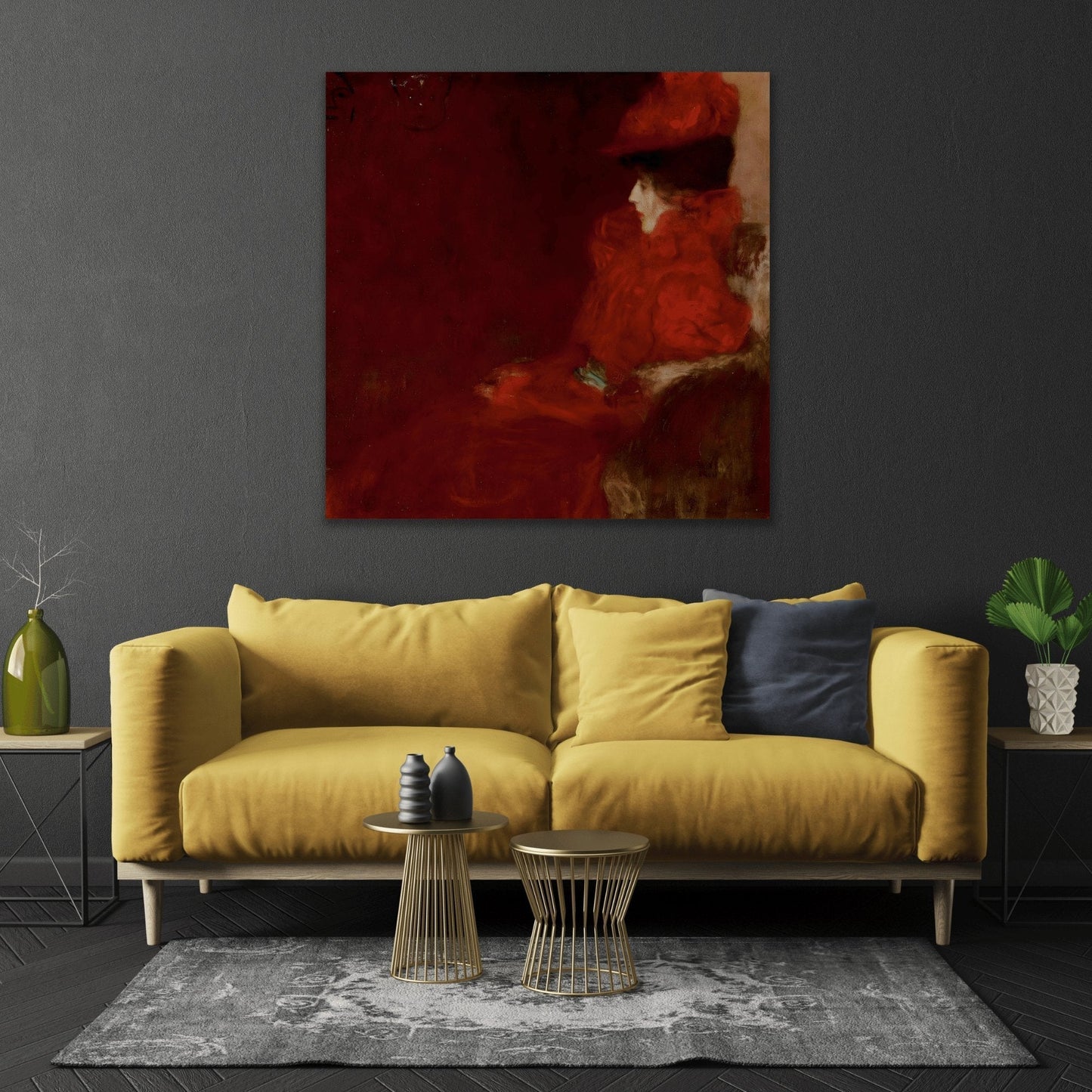 Lady in an Armchair Red Canvas Print - Wall Art Prints Reproduction