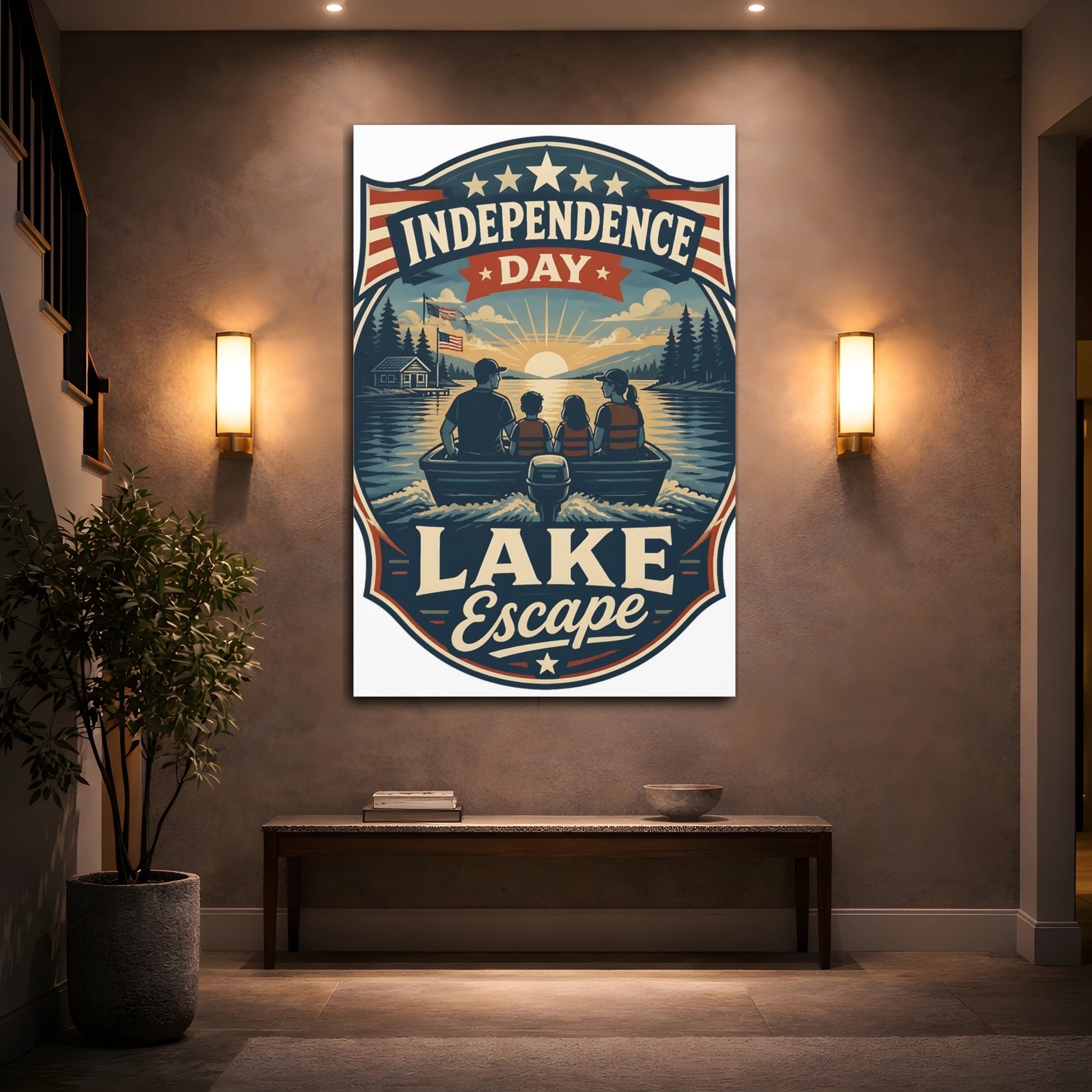 Mockup 2. Lake Escape With Family shown as canvas print