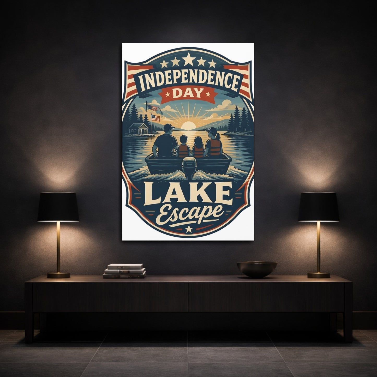 Mockup 3. Lake Escape With Family shown as canvas print