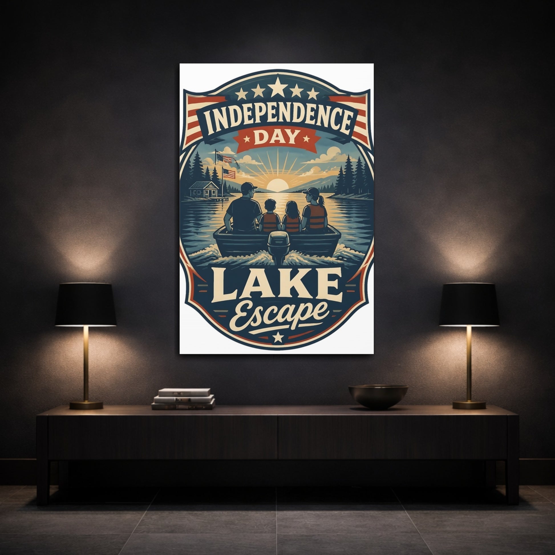 Mockup 3. Lake Escape With Family shown as canvas print