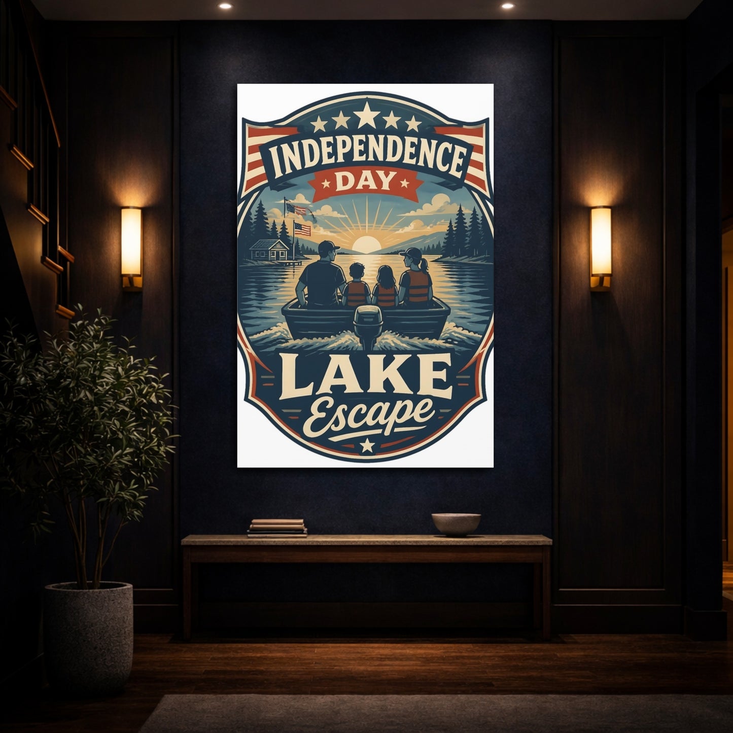 Mockup 4. Lake Escape With Family shown as canvas print