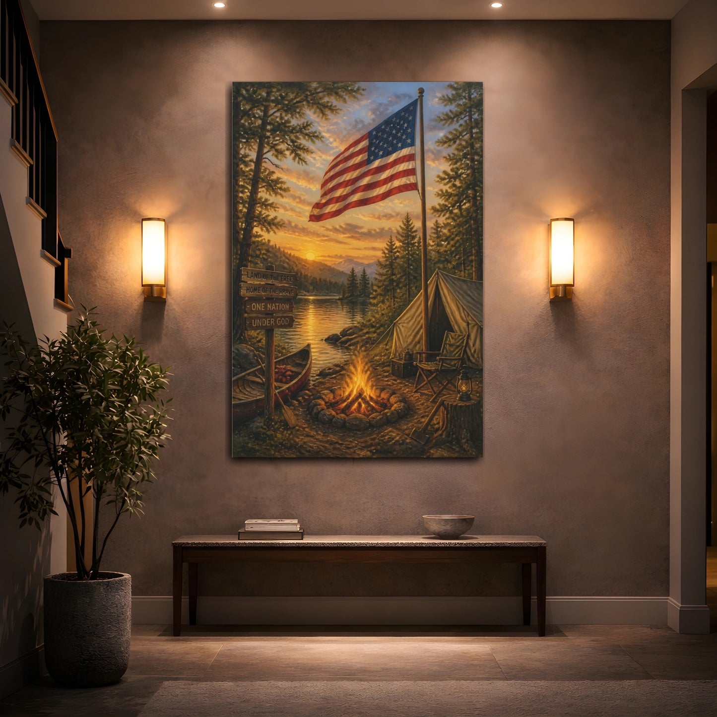 Mockup 2. Lakeside American Flag Camp shown as canvas print