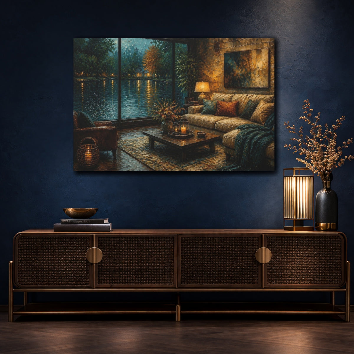 Mockup 4. Lakeside Living Room Sofa shown as canvas print