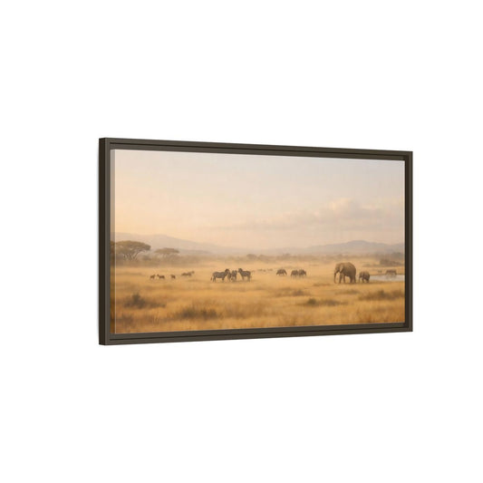 Landscape Animals African Wildlife Savanna - Framed Canvas Wall Art Print - YesArtYes