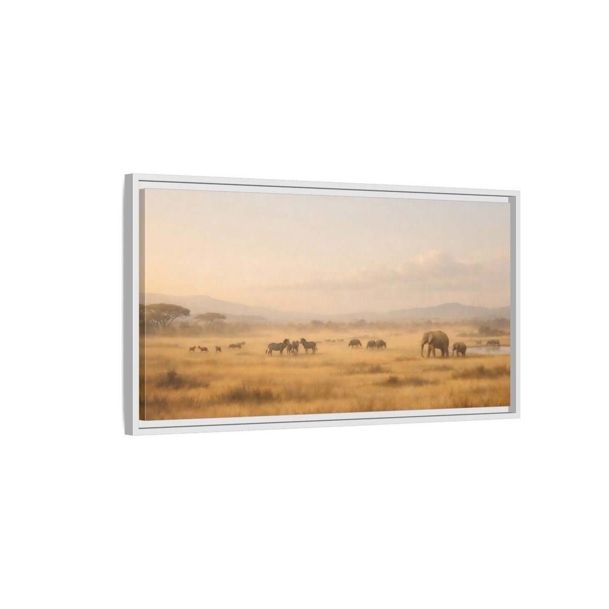 Landscape Animals African Wildlife Savanna - Framed Canvas Wall Art Print - YesArtYes