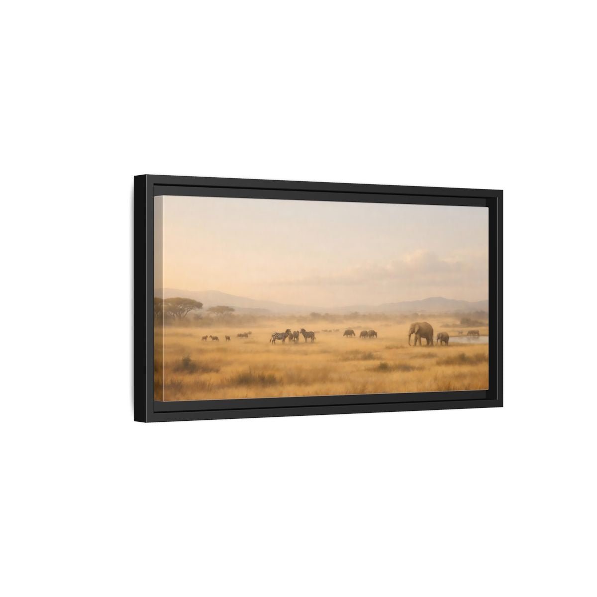 Landscape Animals African Wildlife Savanna - Framed Canvas Wall Art Print - YesArtYes