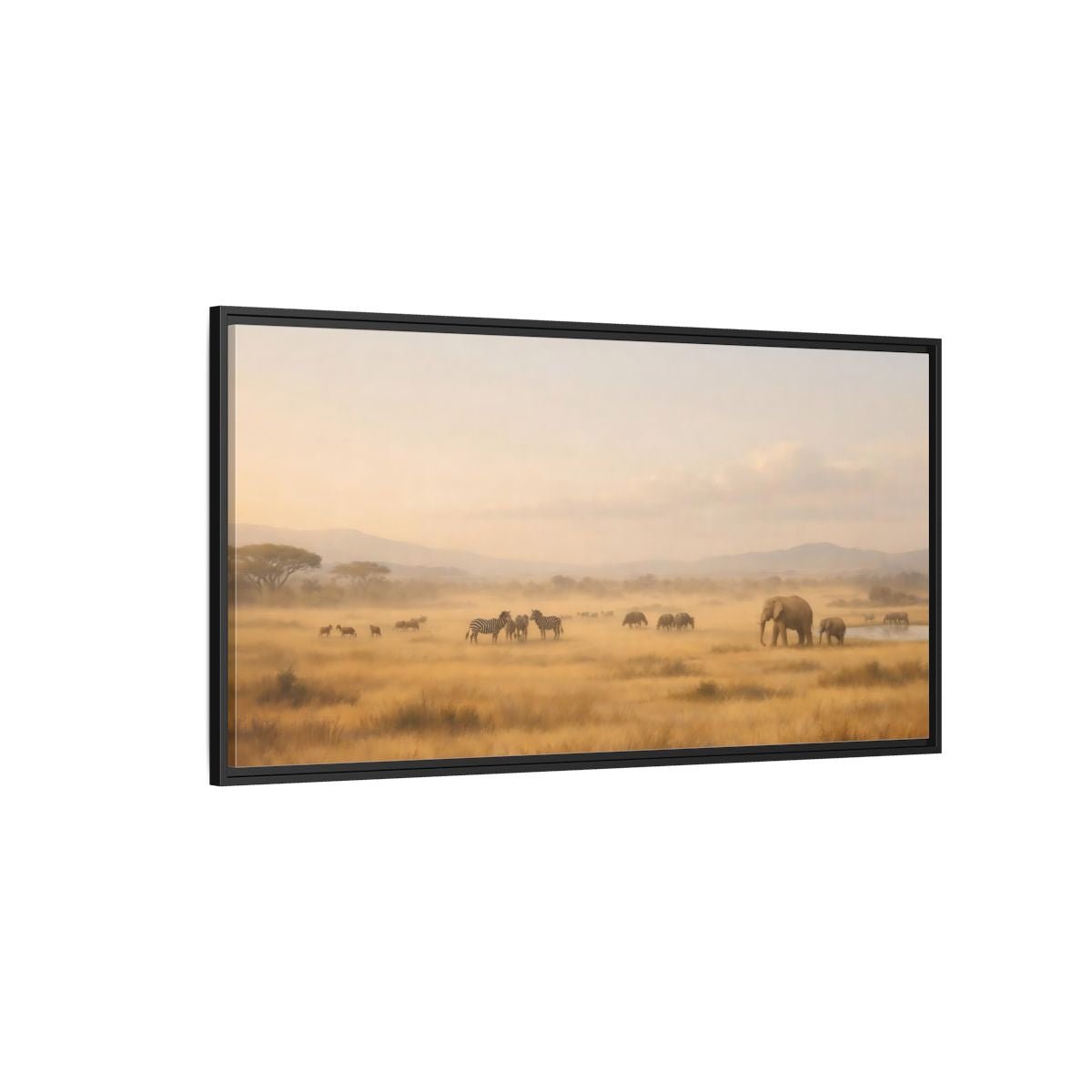 Landscape Animals African Wildlife Savanna - Framed Canvas Wall Art Print - YesArtYes