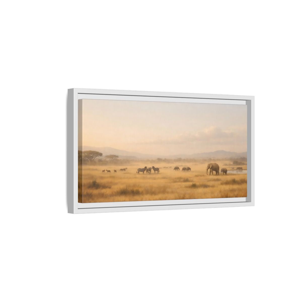 Landscape Animals African Wildlife Savanna - Framed Canvas Wall Art Print - YesArtYes