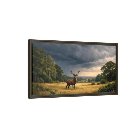 Landscape Animals Red Deer Brown - Framed Canvas Wall Art Print - YesArtYes