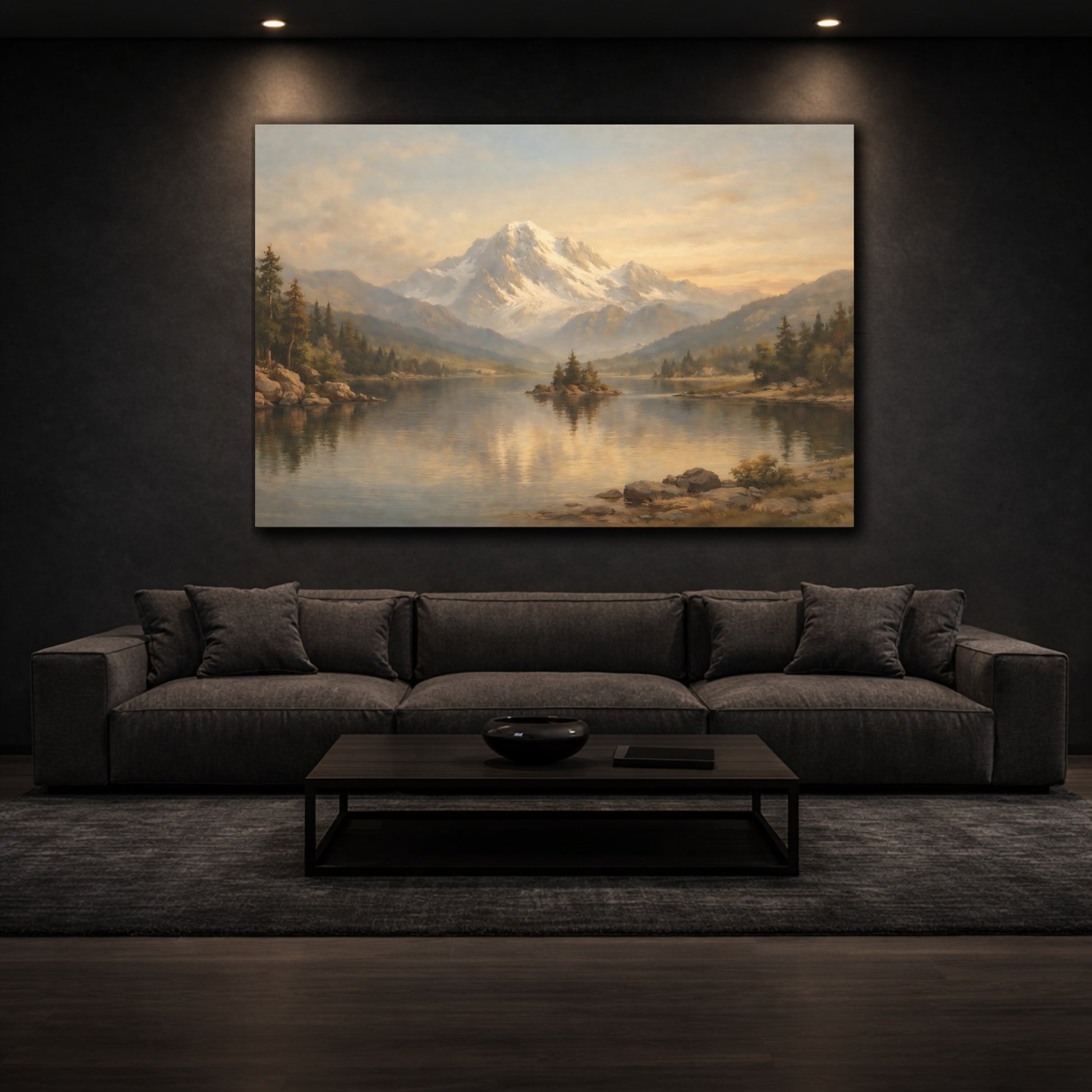 Mockup 2. Landscape Antique Stamp Texture Composition shown as stretched canvas wall art