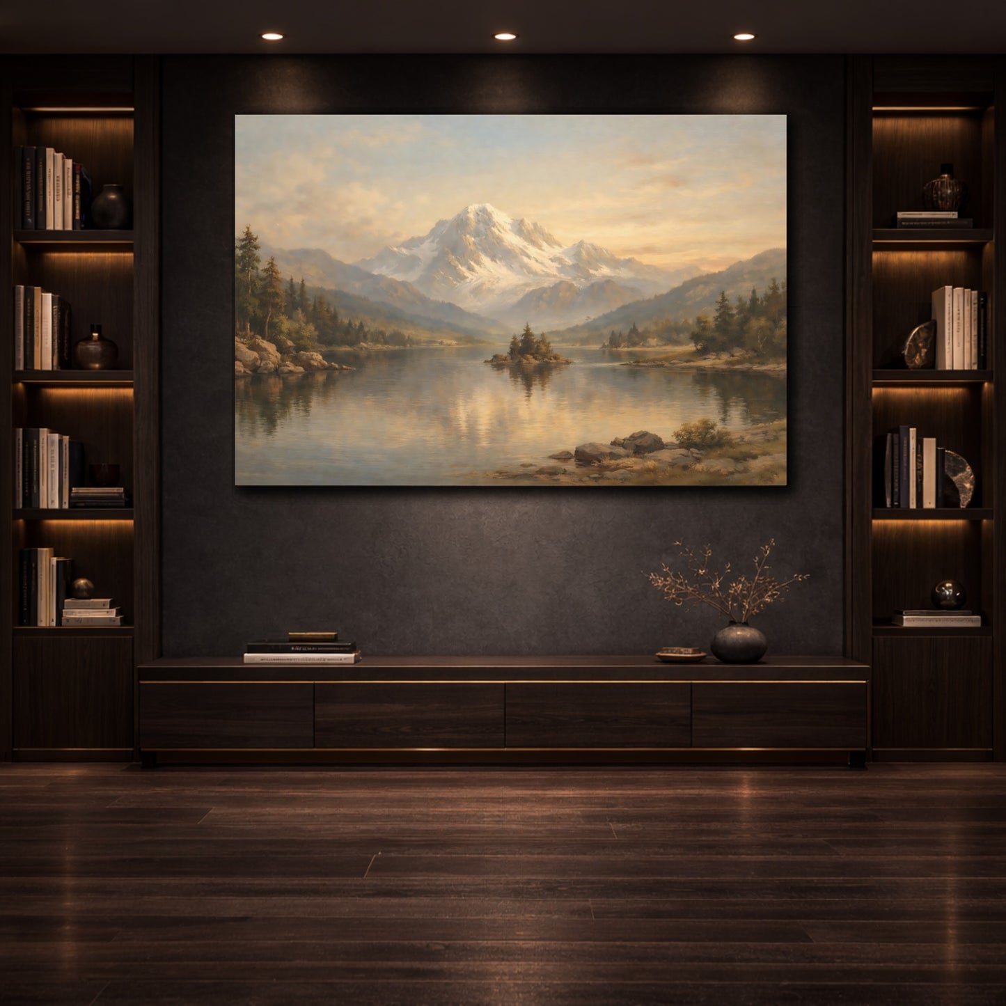 Mockup 3. Landscape Antique Stamp Texture Composition shown as stretched canvas wall art