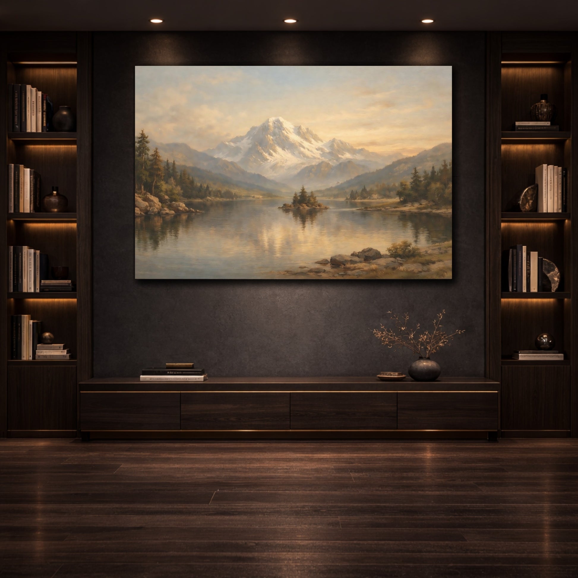 Mockup 3. Landscape Antique Stamp Texture Composition shown as stretched canvas wall art