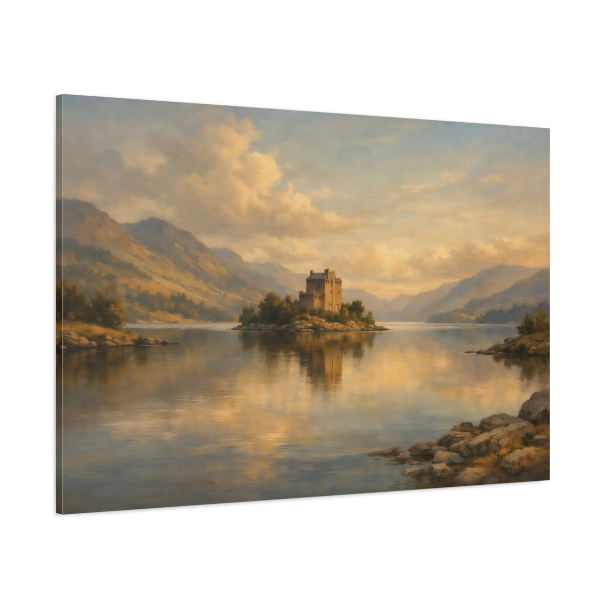 Main Mockup. Landscape Concrete Wall Cinematic Light Composition shown as stretched canvas wall art