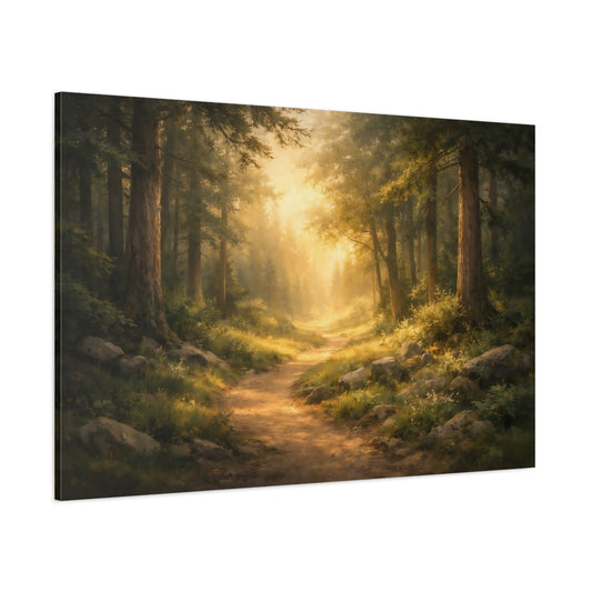 Landscape Forest Trail shown as stretched canvas wall art