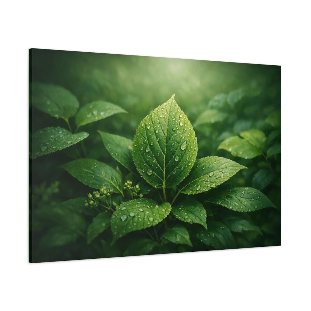 Landscape Leaves Greenery shown as stretched canvas wall art