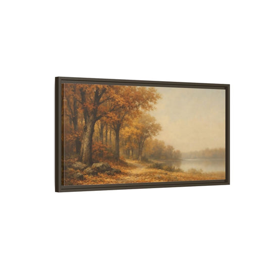 Landscape Nature Autumn Forest Lake - Framed Canvas Wall Art Print - YesArtYes