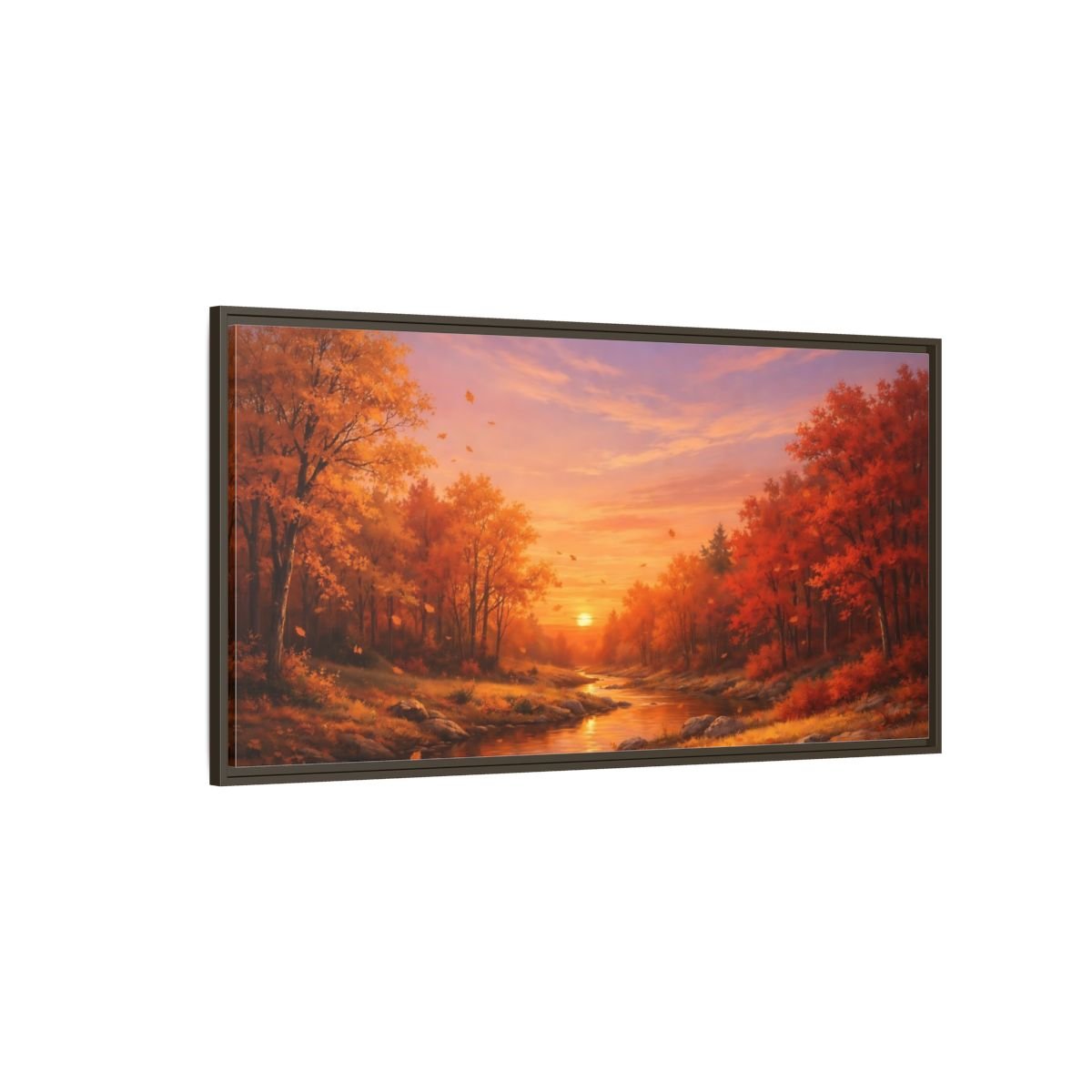 Landscape Nature Autumn Sunset - Framed Canvas Wall Art Print - YesArtYes