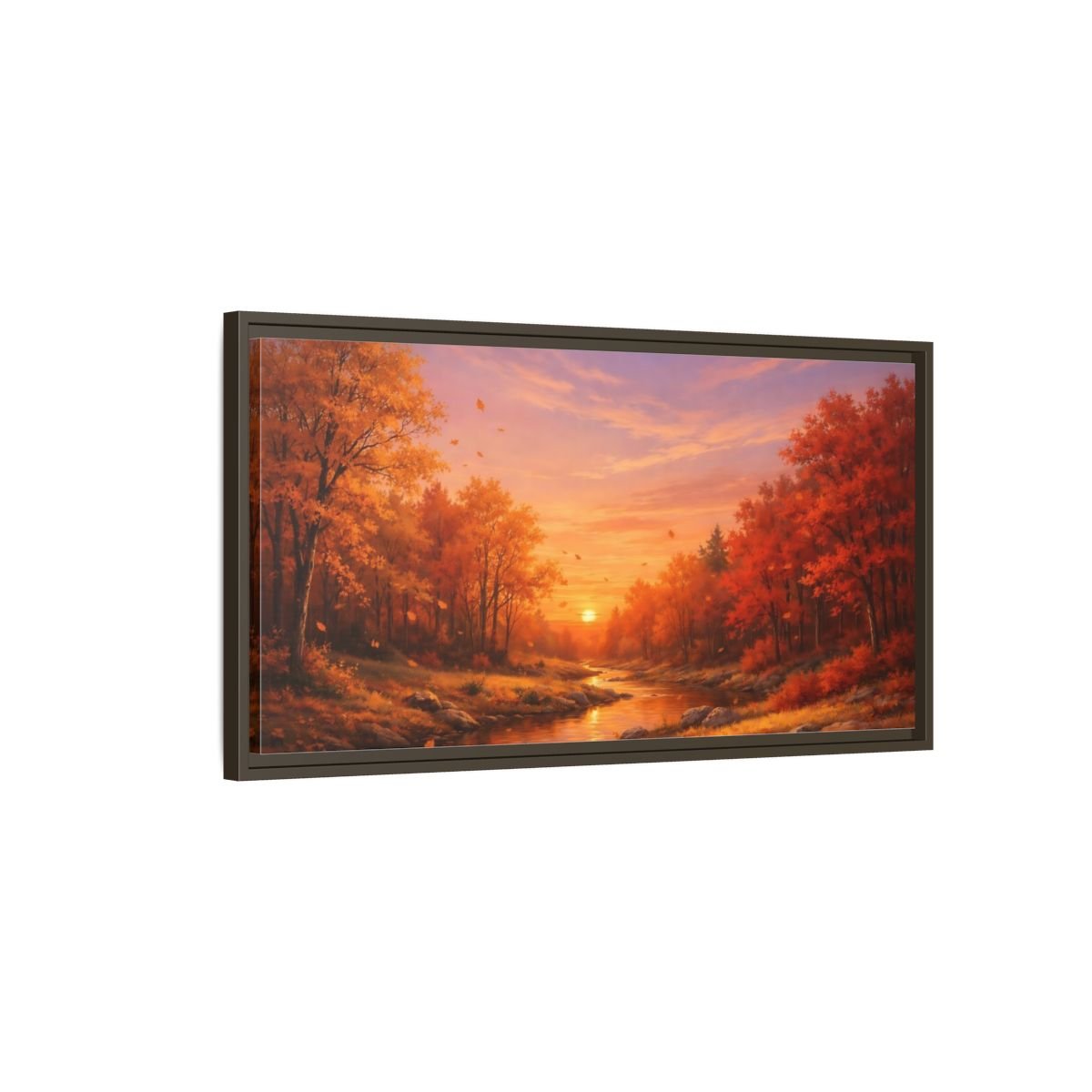 Landscape Nature Autumn Sunset - Framed Canvas Wall Art Print - YesArtYes