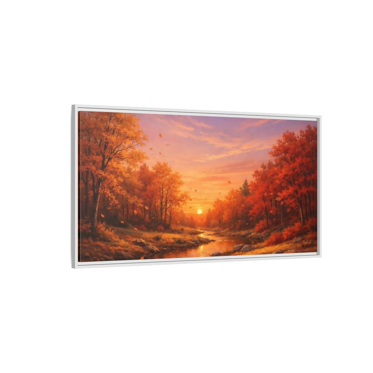 Landscape Nature Autumn Sunset - Framed Canvas Wall Art Print - YesArtYes
