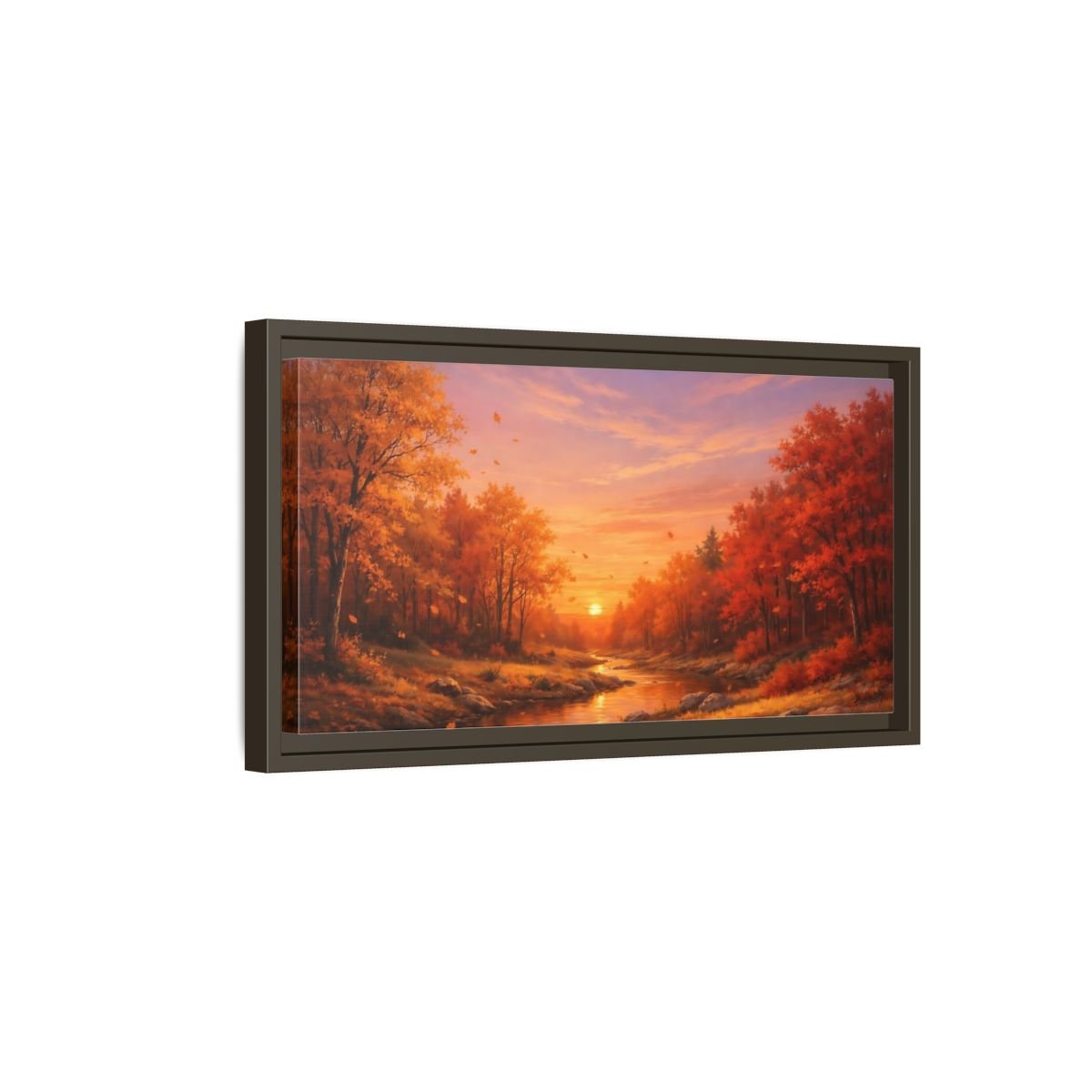 Landscape Nature Autumn Sunset - Framed Canvas Wall Art Print - YesArtYes