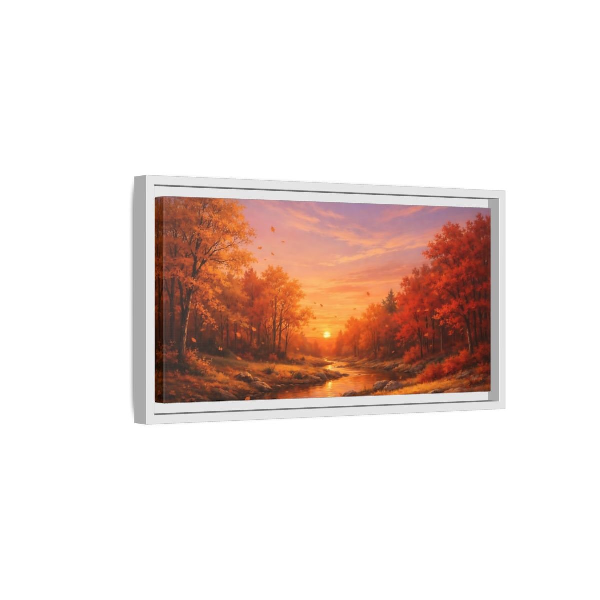 Landscape Nature Autumn Sunset - Framed Canvas Wall Art Print - YesArtYes