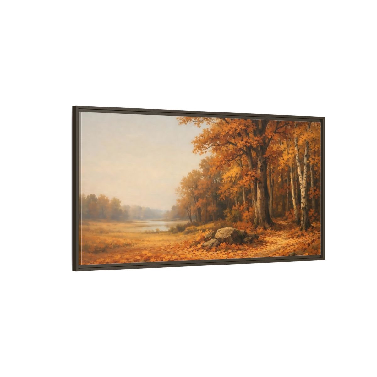 Landscape Nature Autumn Trees Forest - Framed Canvas Wall Art Print - YesArtYes