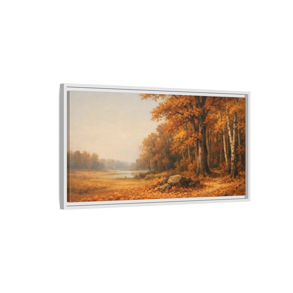Landscape Nature Autumn Trees Forest - Framed Canvas Wall Art Print - YesArtYes