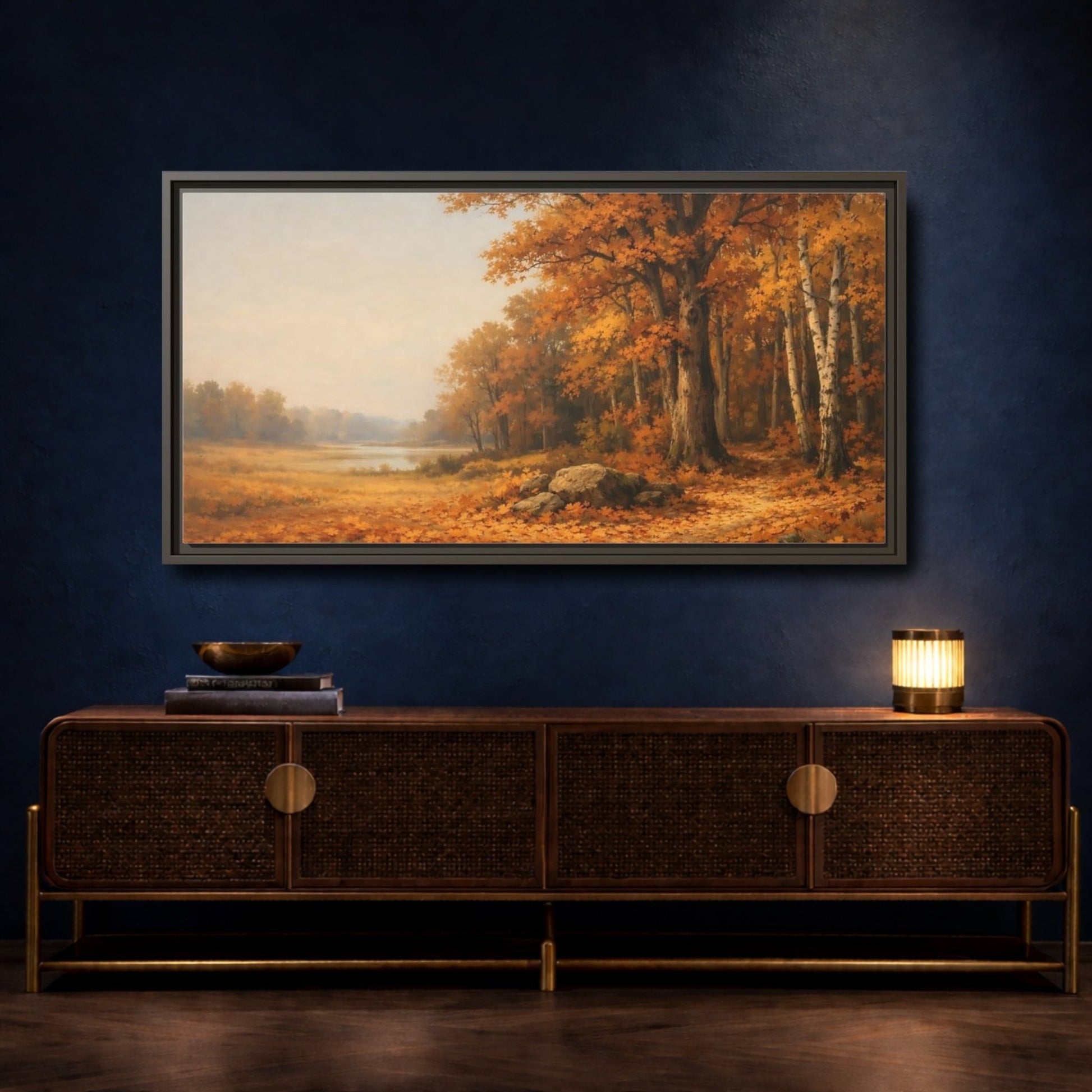 Landscape Nature Autumn Trees Forest - Framed Canvas Wall Art Print - YesArtYes
