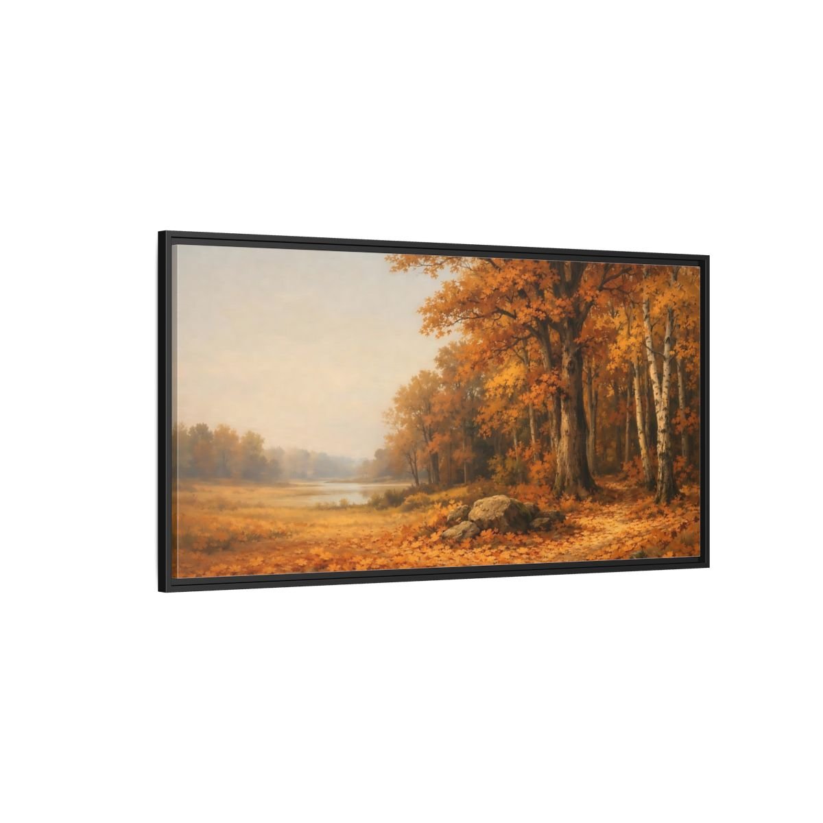 Landscape Nature Autumn Trees Forest - Framed Canvas Wall Art Print - YesArtYes