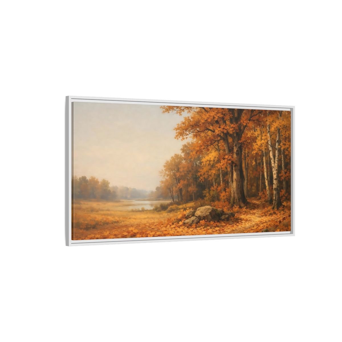 Landscape Nature Autumn Trees Forest - Framed Canvas Wall Art Print - YesArtYes
