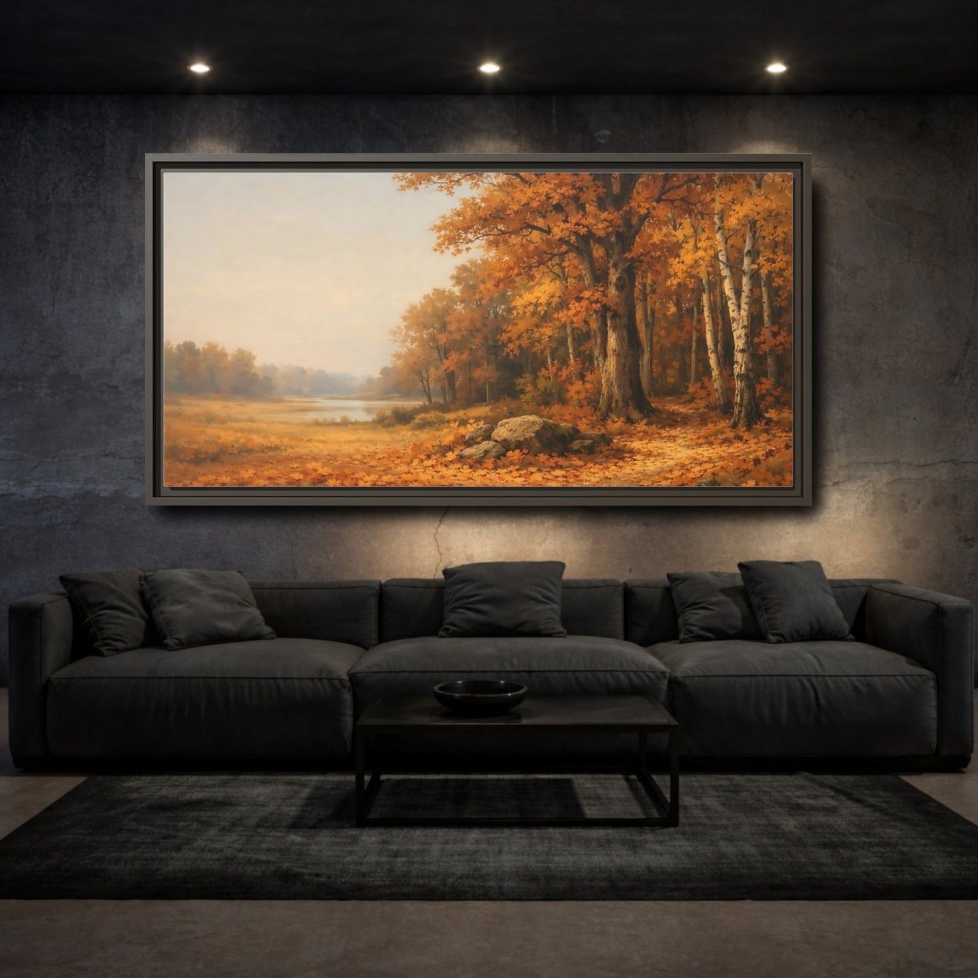 Landscape Nature Autumn Trees Forest - Framed Canvas Wall Art Print - YesArtYes