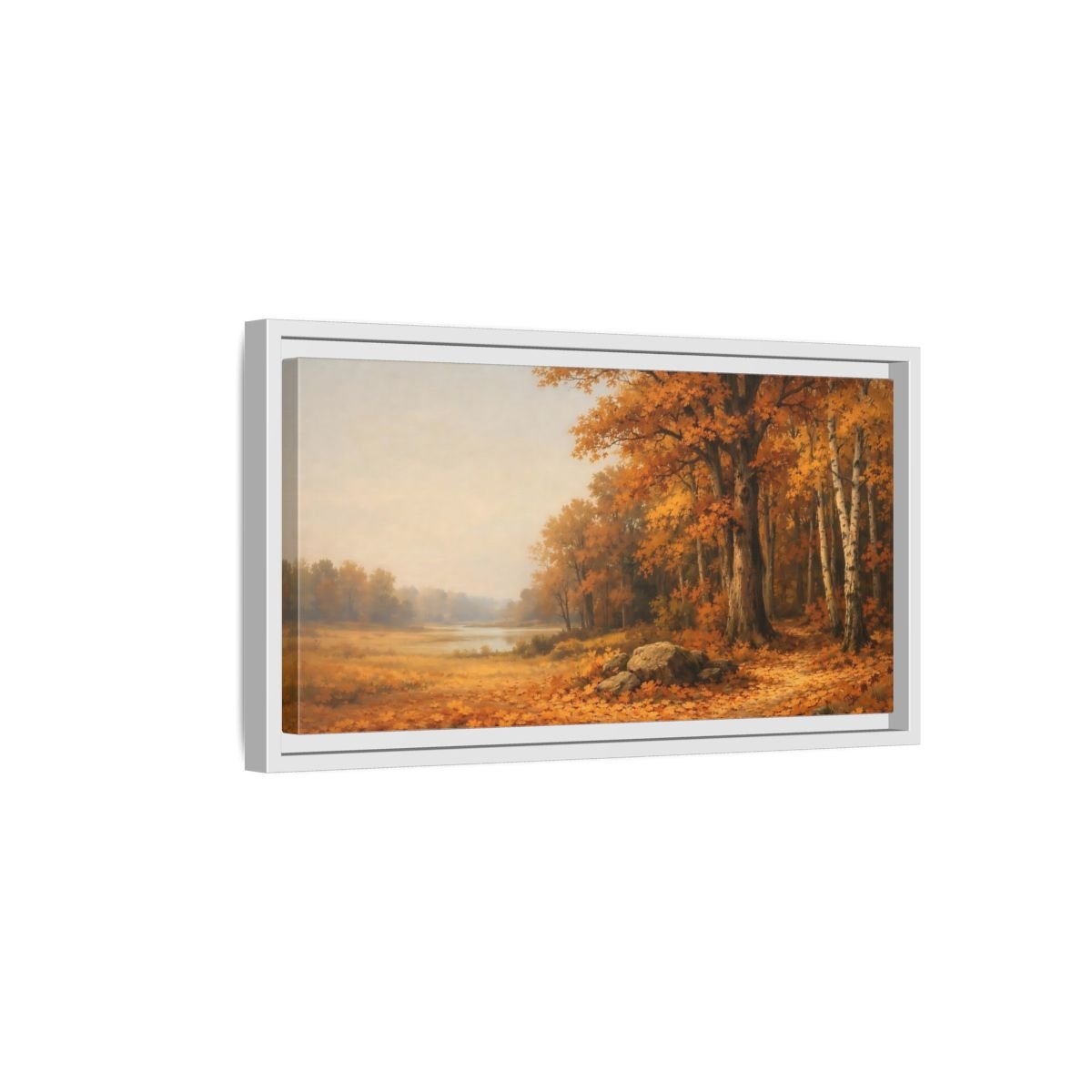 Landscape Nature Autumn Trees Forest - Framed Canvas Wall Art Print - YesArtYes