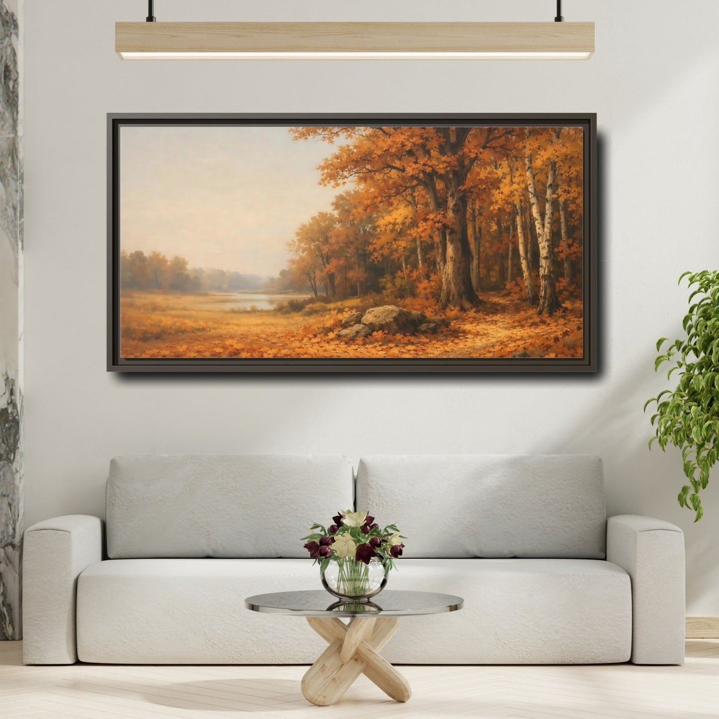 Landscape Nature Autumn Trees Forest - Framed Canvas Wall Art Print - YesArtYes