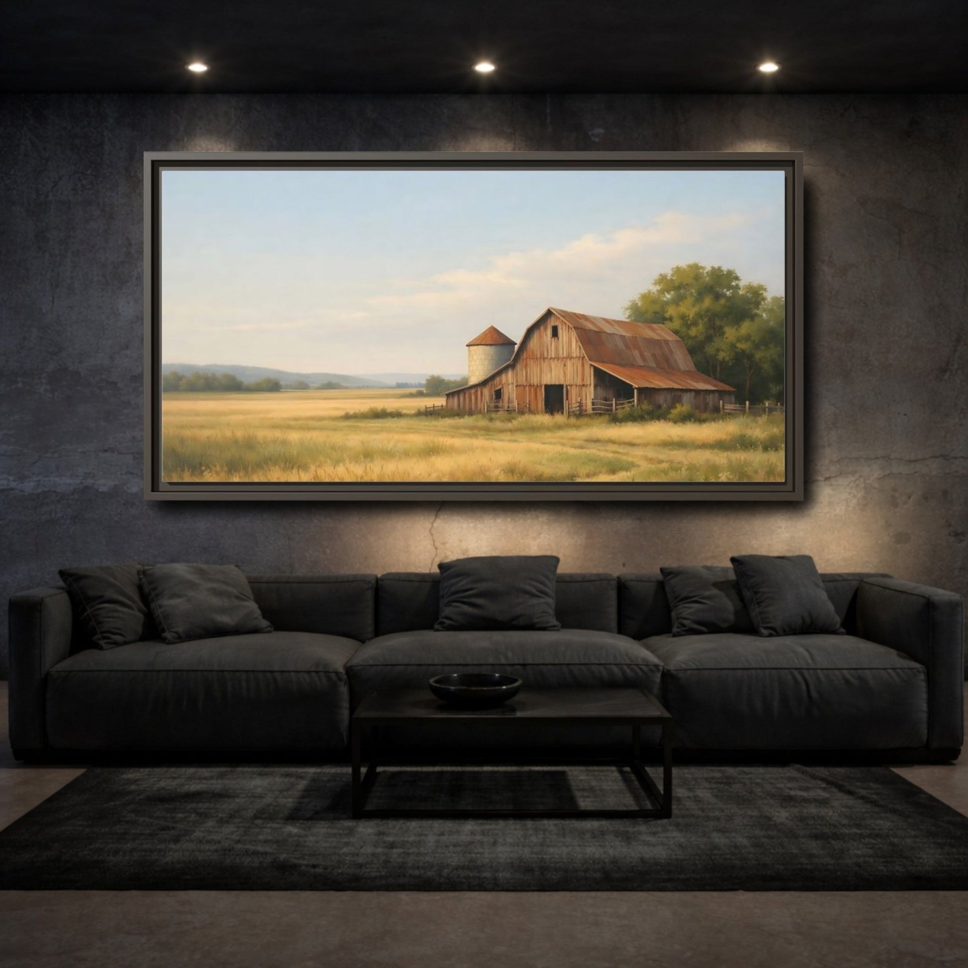 Landscape Nature Barn Rustic Farm - Framed Canvas Wall Art Print - YesArtYes