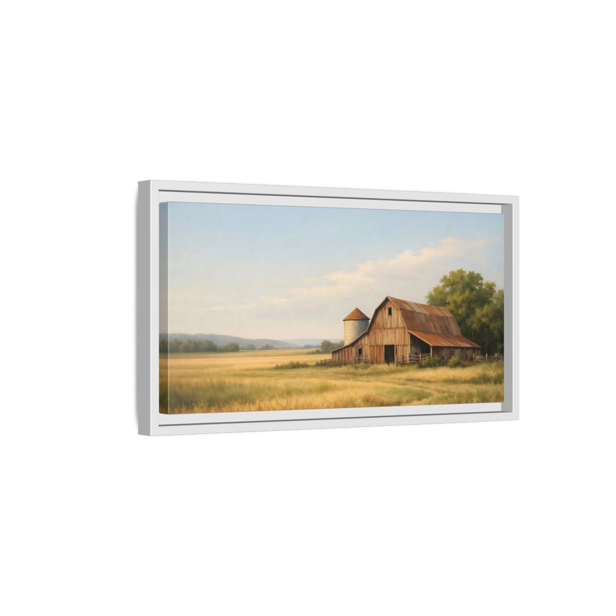 Landscape Nature Barn Rustic Farm - Framed Canvas Wall Art Print - YesArtYes