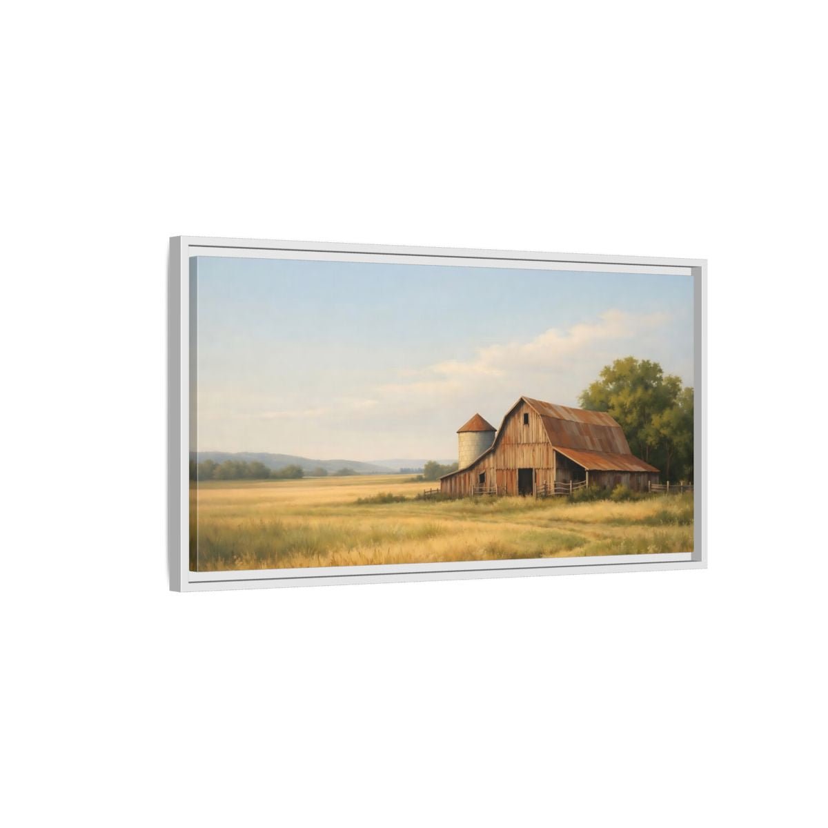 Landscape Nature Barn Rustic Farm - Framed Canvas Wall Art Print - YesArtYes