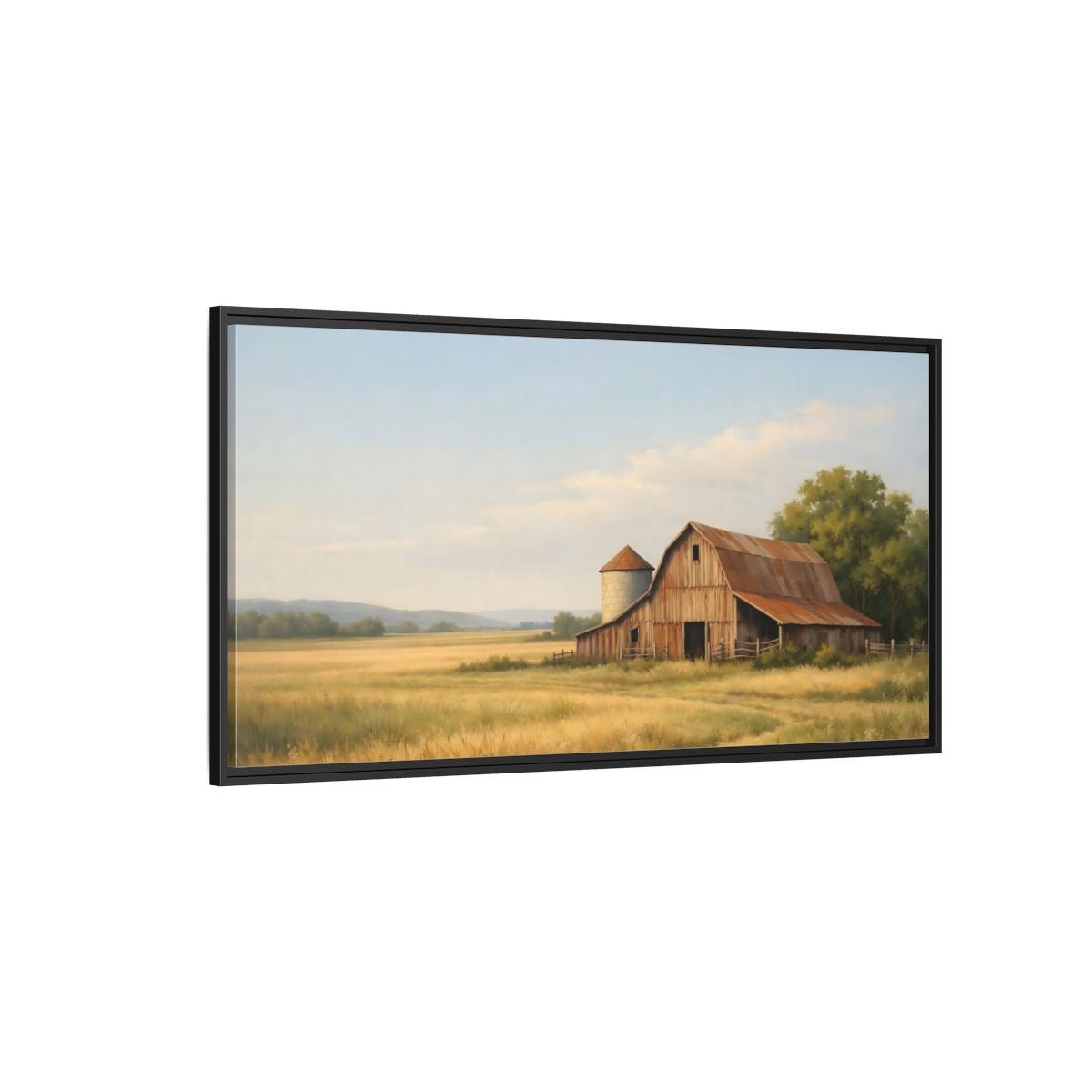 Landscape Nature Barn Rustic Farm - Framed Canvas Wall Art Print - YesArtYes
