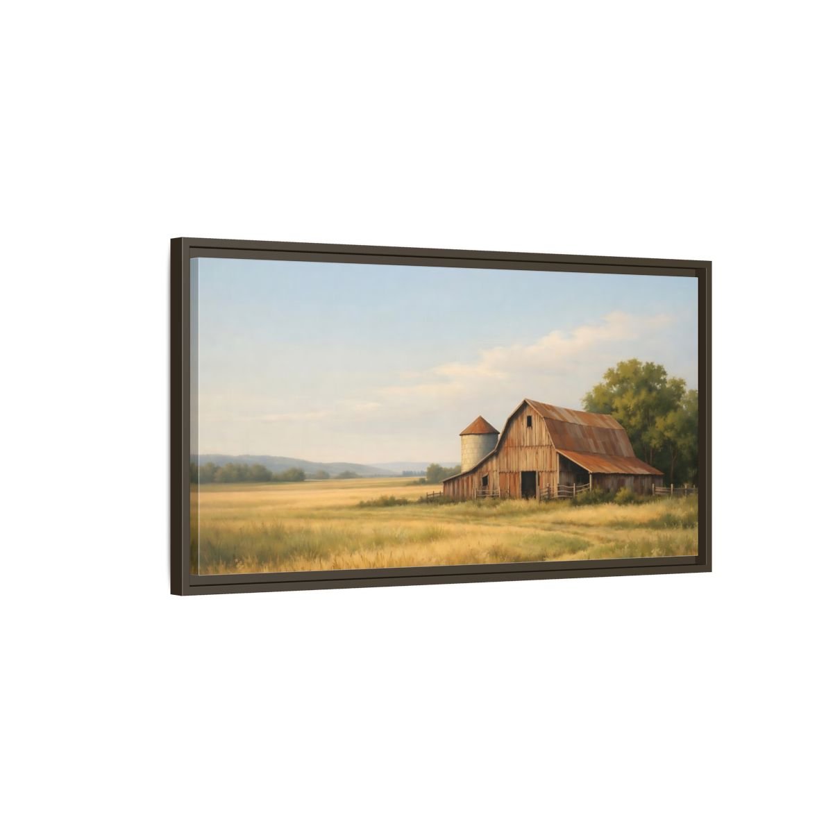 Landscape Nature Barn Rustic Farm - Framed Canvas Wall Art Print - YesArtYes