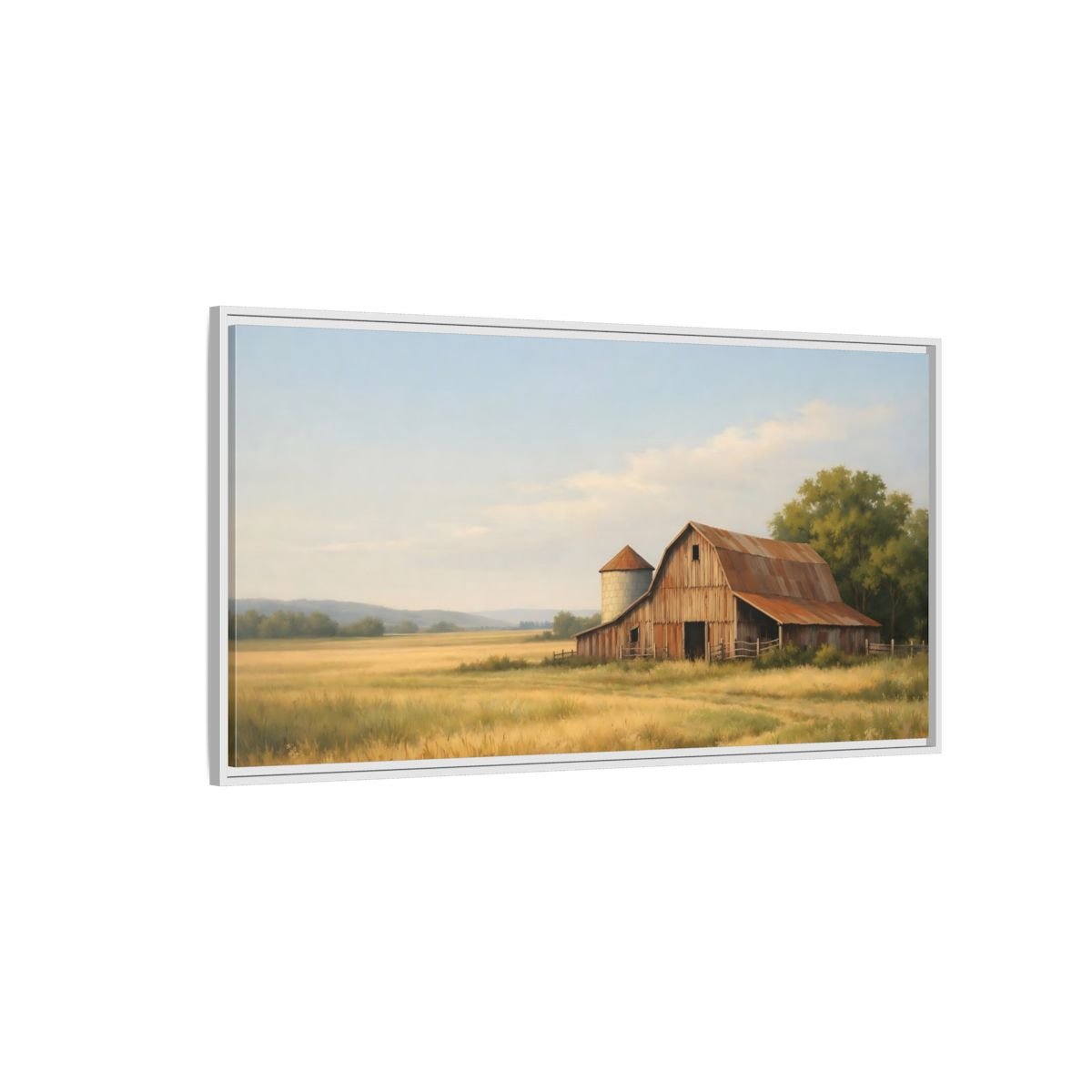 Landscape Nature Barn Rustic Farm - Framed Canvas Wall Art Print - YesArtYes