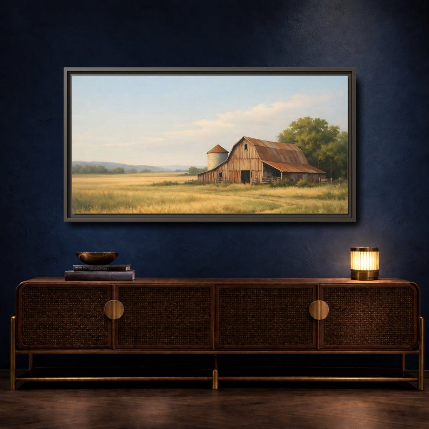 Landscape Nature Barn Rustic Farm - Framed Canvas Wall Art Print - YesArtYes