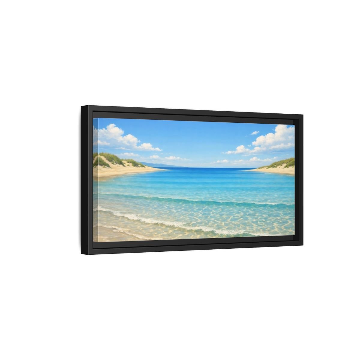 Landscape Nature Beach Blue - Framed Canvas Wall Art Print - YesArtYes