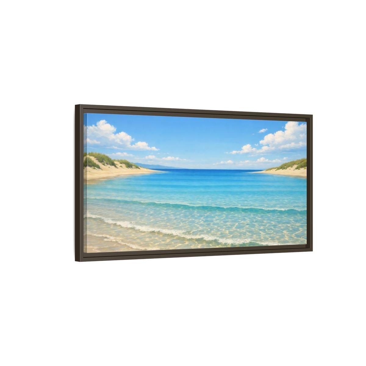 Landscape Nature Beach Blue - Framed Canvas Wall Art Print - YesArtYes