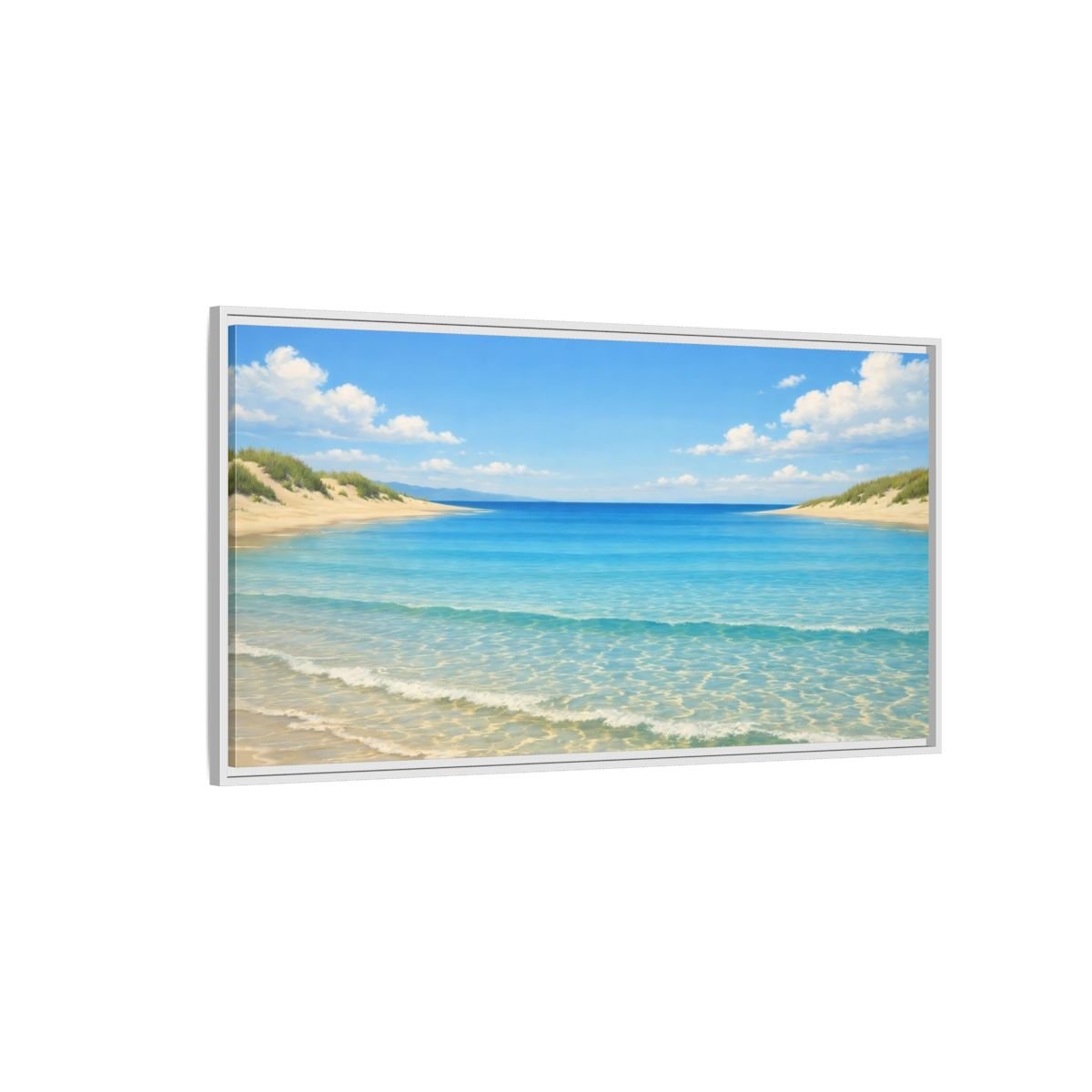 Landscape Nature Beach Blue - Framed Canvas Wall Art Print - YesArtYes