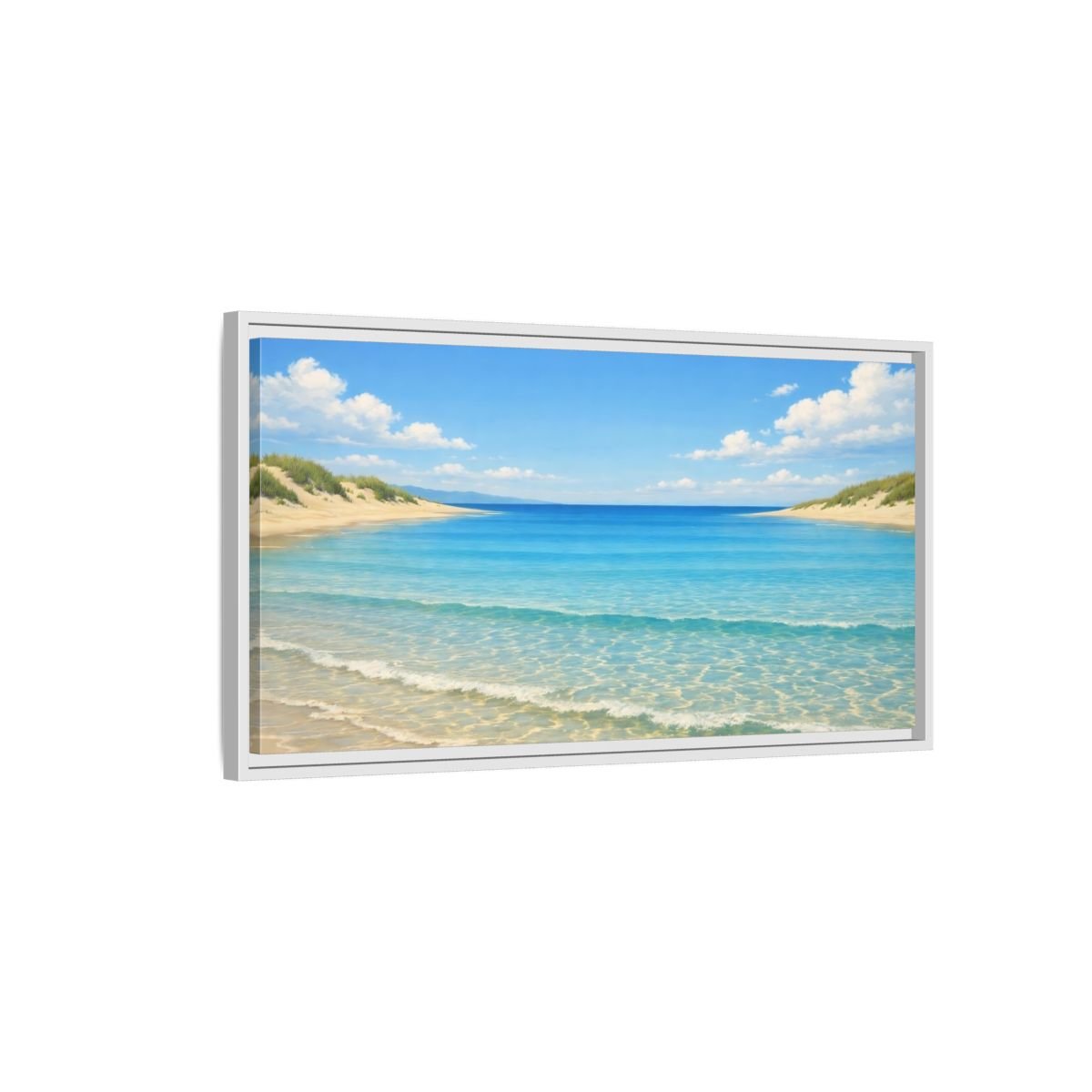 Landscape Nature Beach Blue - Framed Canvas Wall Art Print - YesArtYes
