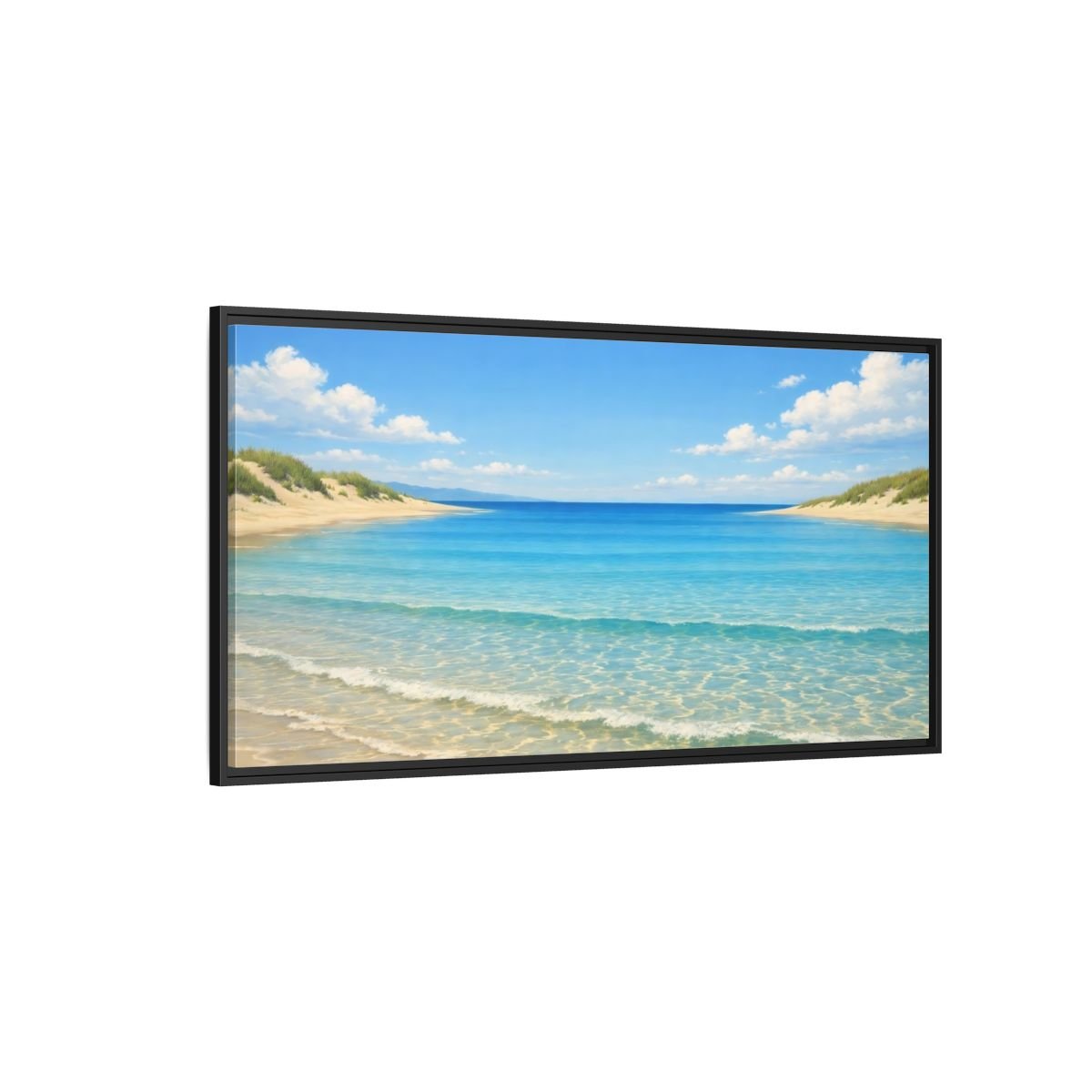 Landscape Nature Beach Blue - Framed Canvas Wall Art Print - YesArtYes