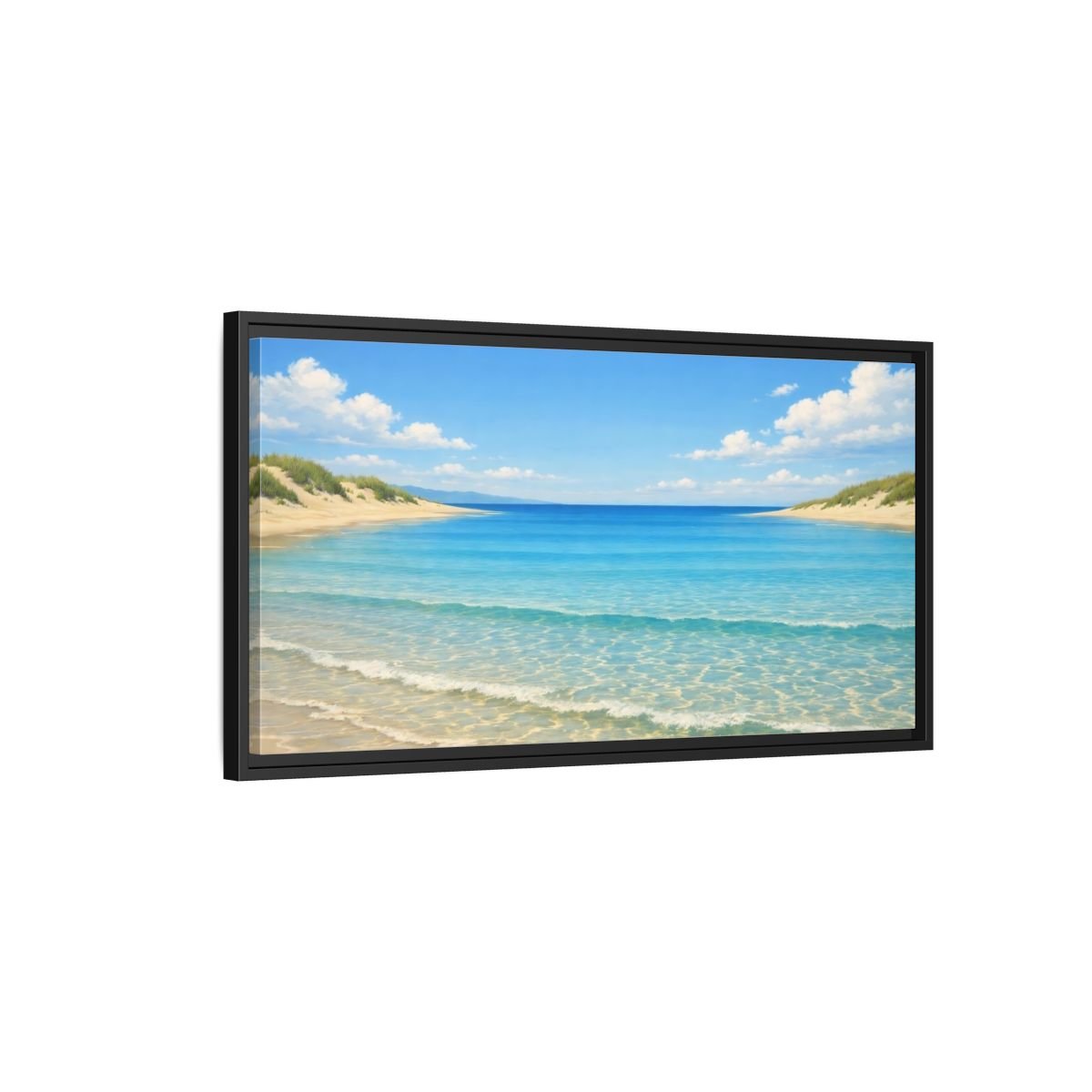 Landscape Nature Beach Blue - Framed Canvas Wall Art Print - YesArtYes